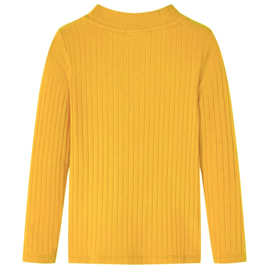 Kindershirt met lange mouwen geribd 116 donker okerkleurig Oker