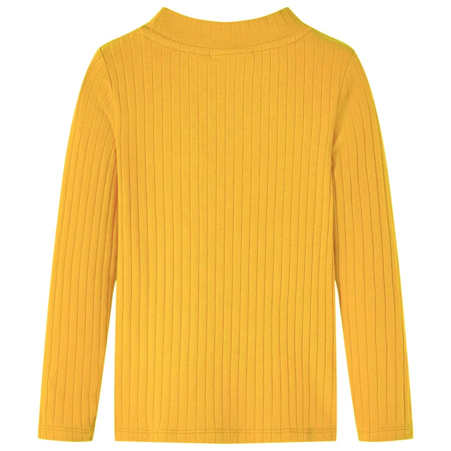 Kindershirt met lange mouwen geribd 116 donker okerkleurig Oker