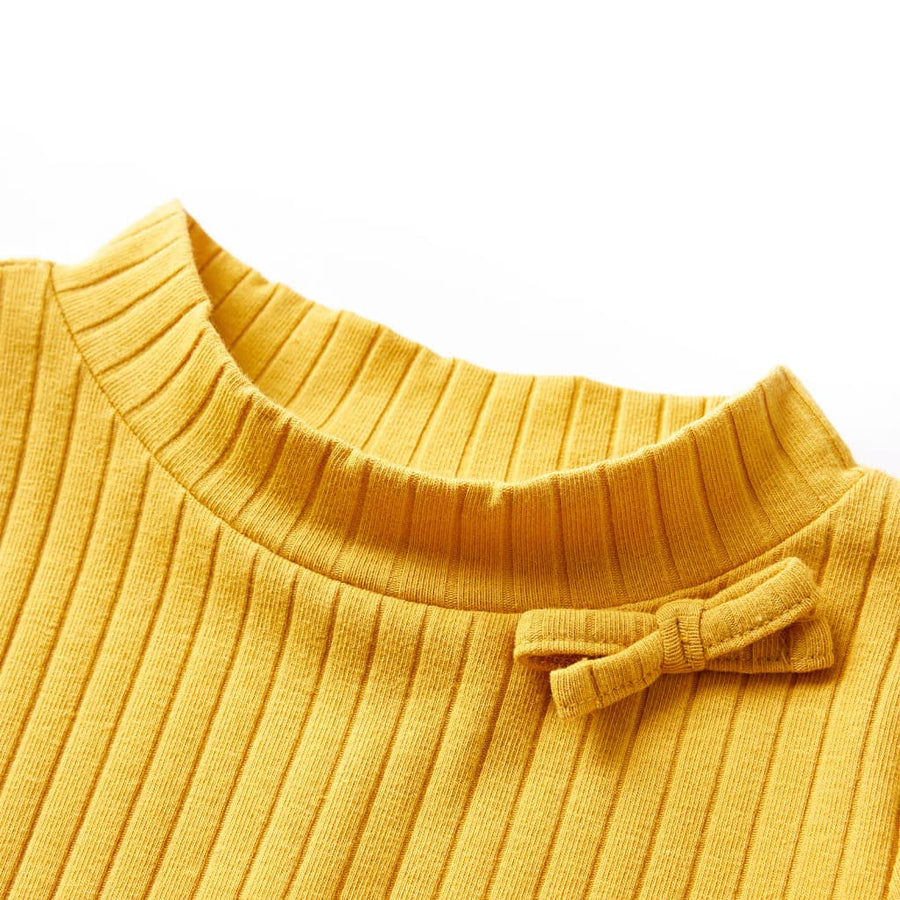 Kindershirt met lange mouwen geribd 116 donker okerkleurig Oker