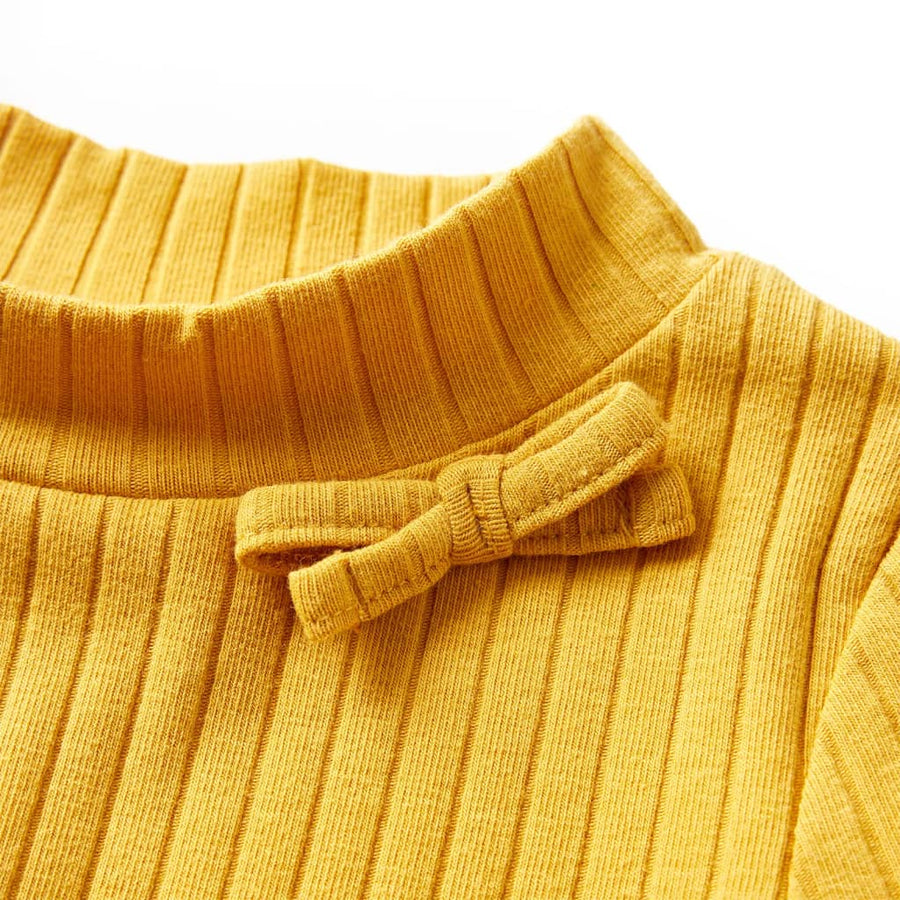 Kindershirt met lange mouwen geribd 116 donker okerkleurig Oker