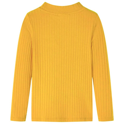 Kindershirt met lange mouwen geribd 128 donker okerkleurig Oker