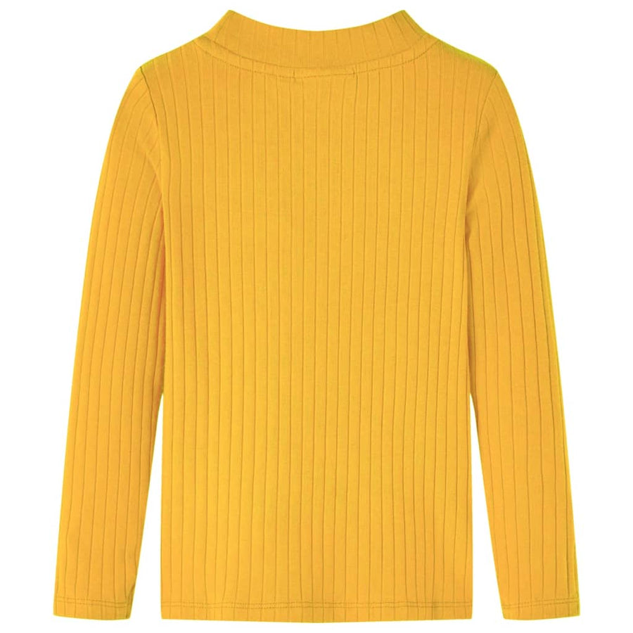 Kindershirt met lange mouwen geribd 128 donker okerkleurig Oker