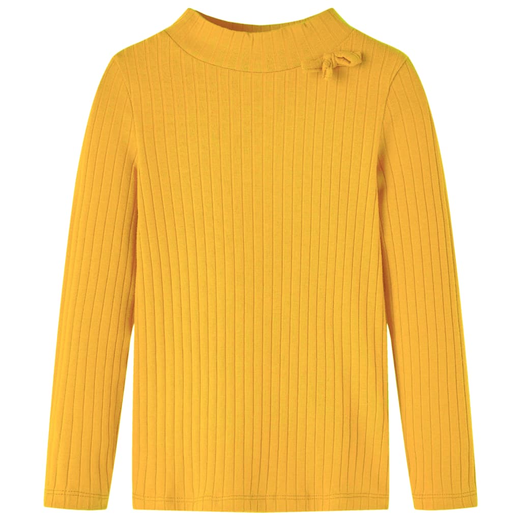 Kindershirt met lange mouwen geribd 140 donker okerkleurig Oker 140