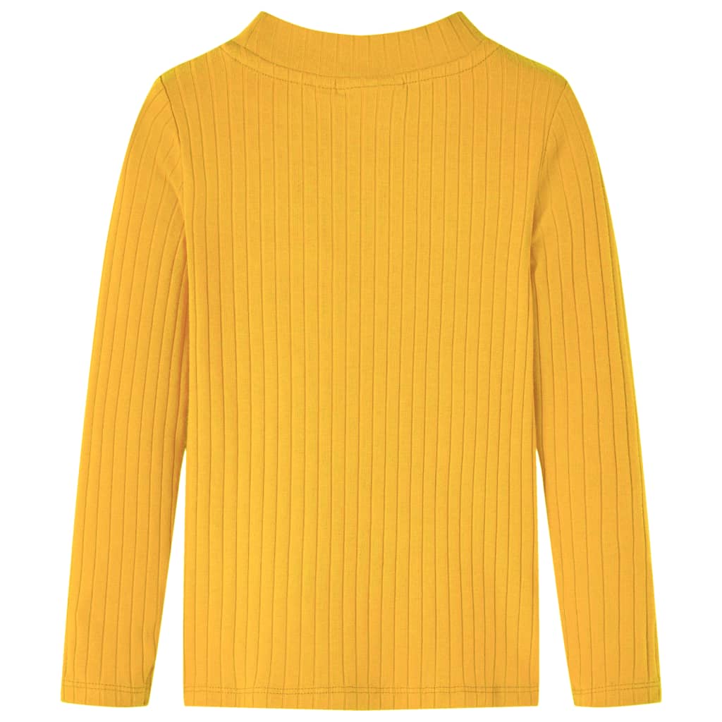 Kindershirt met lange mouwen geribd 140 donker okerkleurig Oker 140