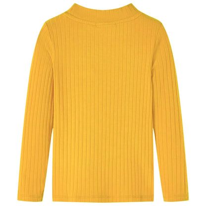 Kindershirt met lange mouwen geribd 140 donker okerkleurig Oker 140