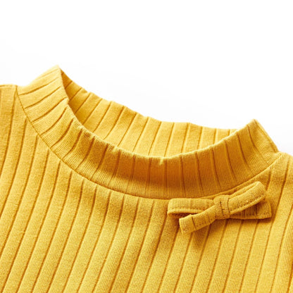 Kindershirt met lange mouwen geribd 140 donker okerkleurig Oker 140
