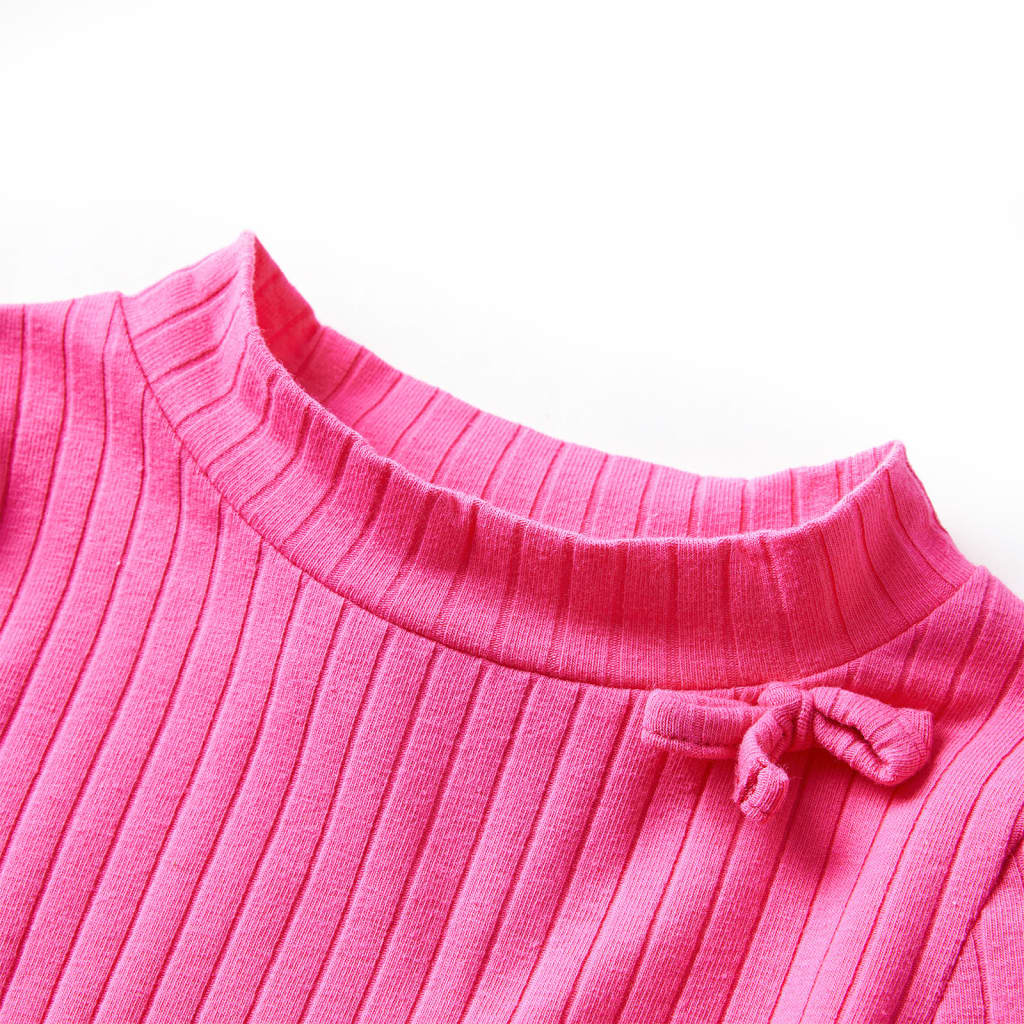 Kindershirt met lange mouwen geribd 92 felroze Roze 92