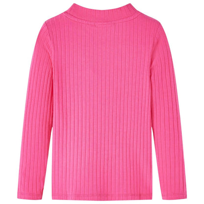 Kindershirt met lange mouwen geribd 104 felroze Roze