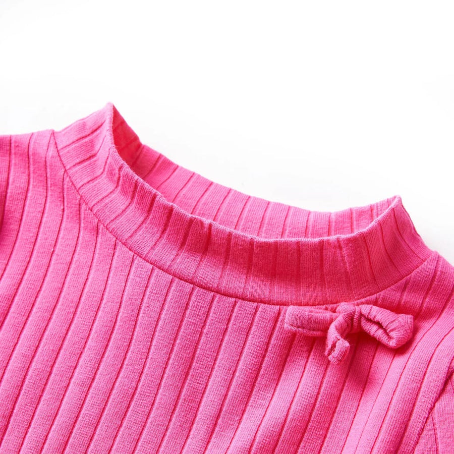 Kindershirt met lange mouwen geribd 104 felroze Roze