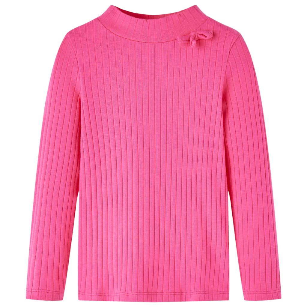 Kindershirt met lange mouwen geribd 116 felroze Roze