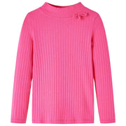 Kindershirt geribd lange mouwen felroze 116