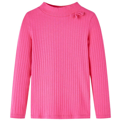 Kindershirt met lange mouwen geribd 116 felroze Roze