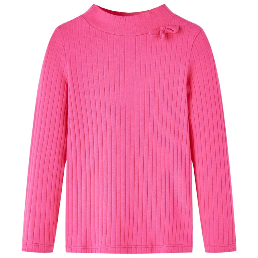 Kindershirt met lange mouwen geribd 116 felroze Roze