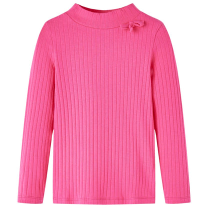Kindershirt met lange mouwen geribd 128 felroze Roze