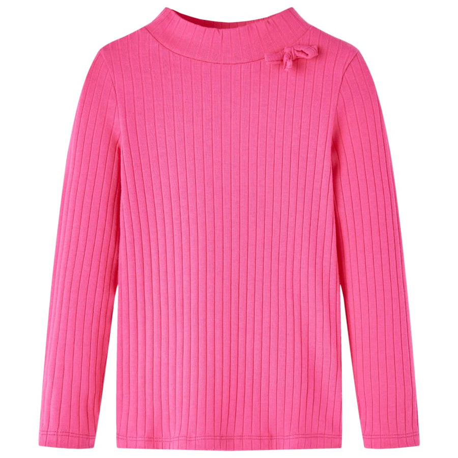 Kindershirt met lange mouwen geribd 128 felroze Roze