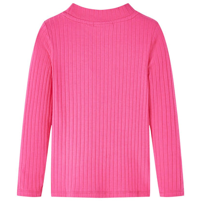 Kindershirt met lange mouwen geribd 128 felroze Roze