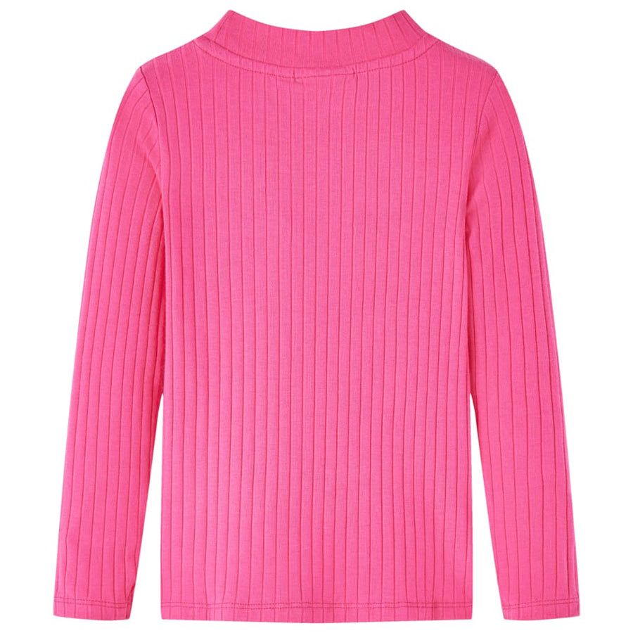 Kindershirt met lange mouwen geribd 128 felroze Roze