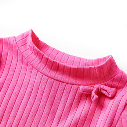 Kindershirt met lange mouwen geribd 128 felroze Roze