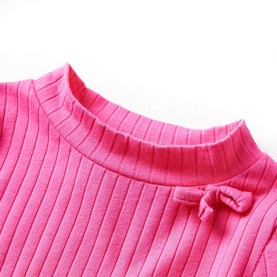 Kindershirt met lange mouwen geribd 128 felroze Roze