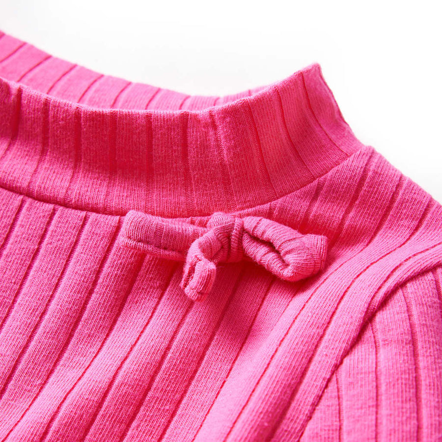 Kindershirt met lange mouwen geribd 128 felroze Roze