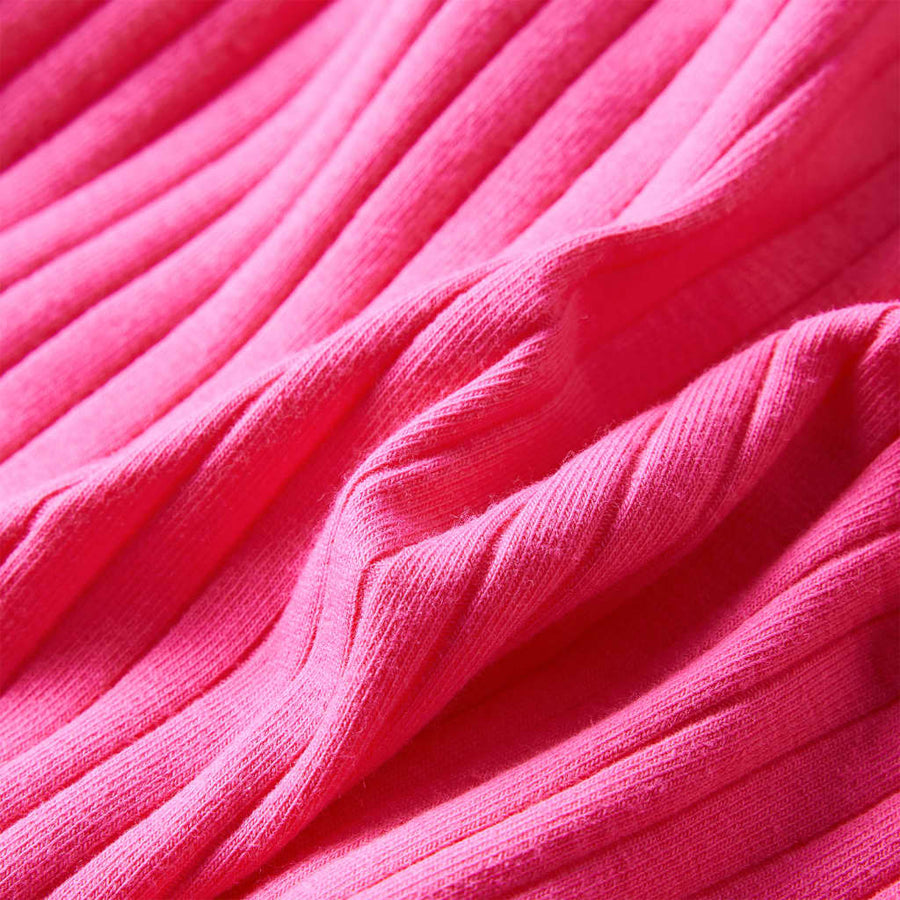 Kindershirt met lange mouwen geribd 128 felroze Roze