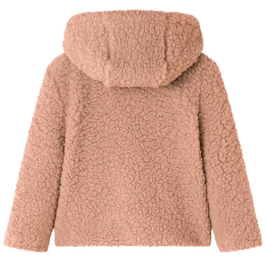 Kinderjas met capuchon 104 Teddy kunstvacht lichtcognackleurig Cognac 104