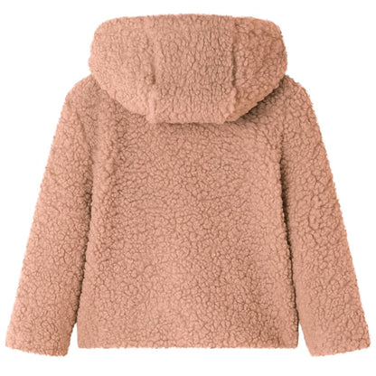 Kinderjas met capuchon 104 Teddy kunstvacht lichtcognackleurig Cognac 104