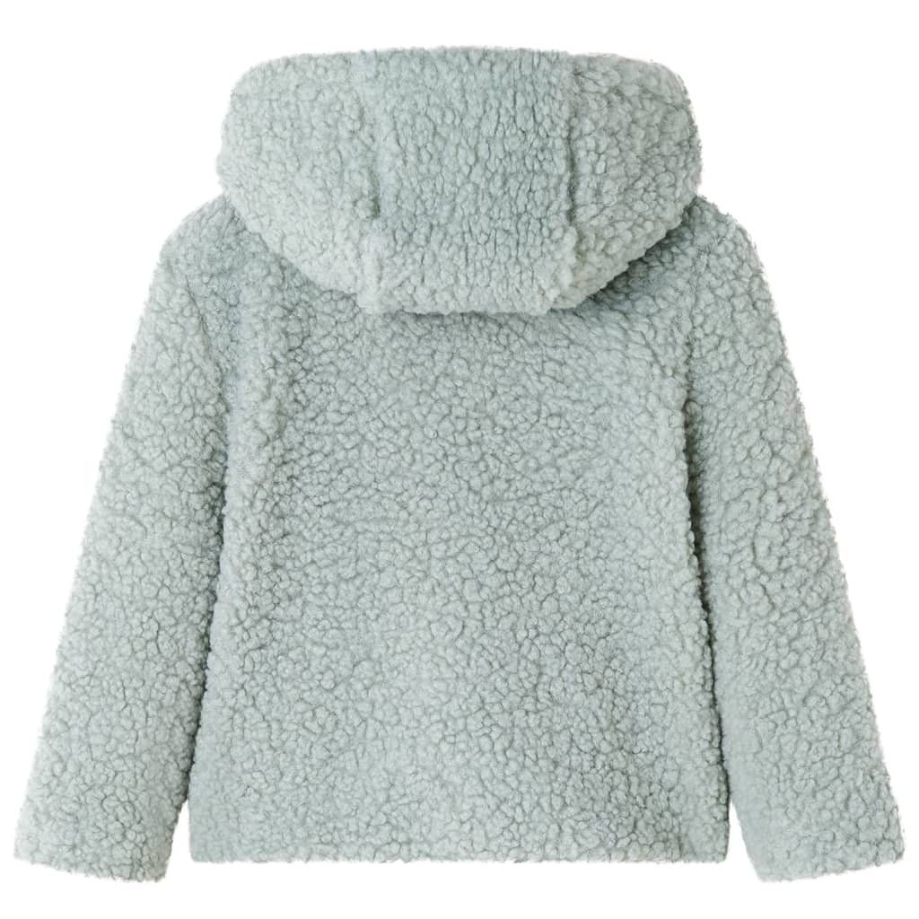 Kinderjas met capuchon teddy 92 kunstvacht mintgroen Groen