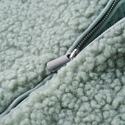 Kinderjas met capuchon teddy 104 kunstvacht mintgroen Groen