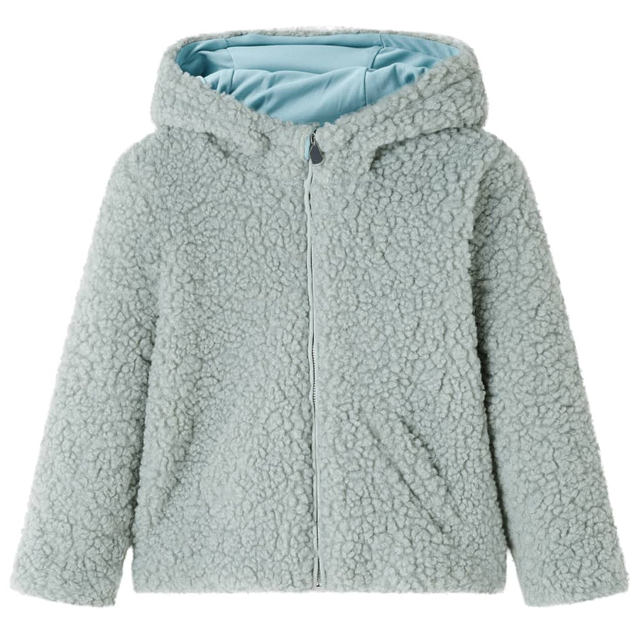 Kinderjas met capuchon teddy 116 kunstvacht mintkleurig Groen