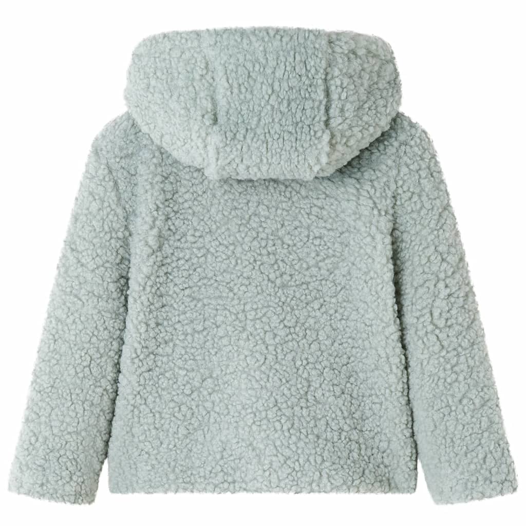 Kinderjas met capuchon teddy 116 kunstvacht mintkleurig Groen