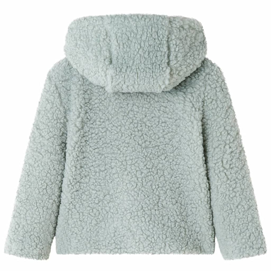 Kinderjas met capuchon teddy 116 kunstvacht mintkleurig Groen