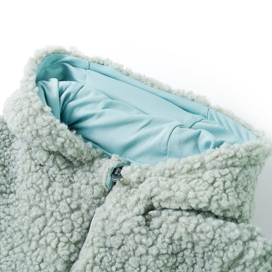 Kinderjas met capuchon teddy 116 kunstvacht mintkleurig Groen