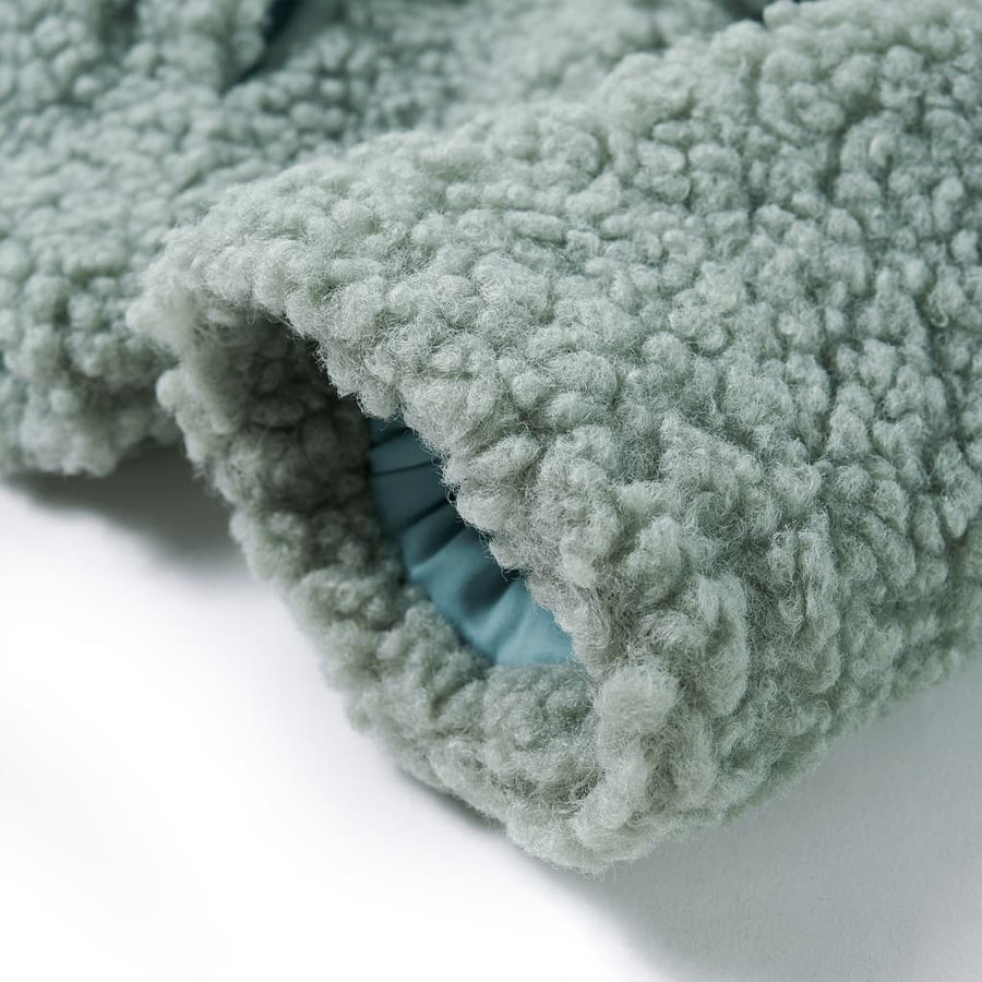 Kinderjas met capuchon teddy 116 kunstvacht mintkleurig Groen