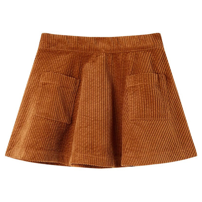 Kinderrok met zakken ribfluweel 92 cognackleurig Cognac 92