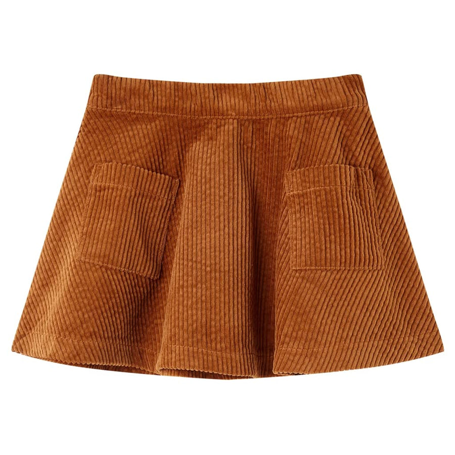 Kinderrok met zakken ribfluweel 92 cognackleurig Cognac 92