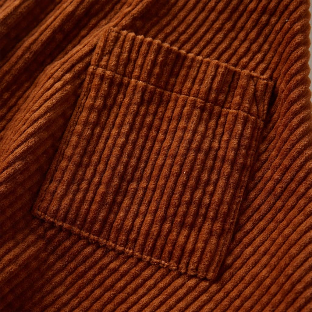 Kinderrok met zakken ribfluweel 92 cognackleurig Cognac 92
