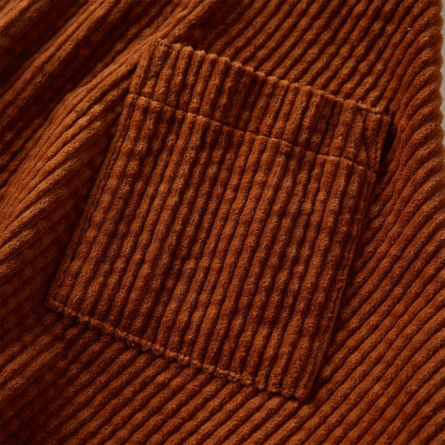 Kinderrok met zakken ribfluweel 92 cognackleurig Cognac 92