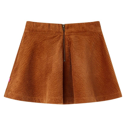 Kinderrok met zakken ribfluweel 104 cognackleurig Cognac