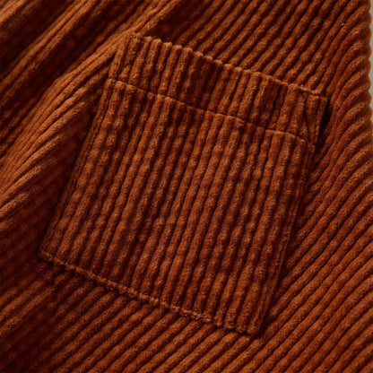 Kinderrok met zakken ribfluweel 104 cognackleurig Cognac