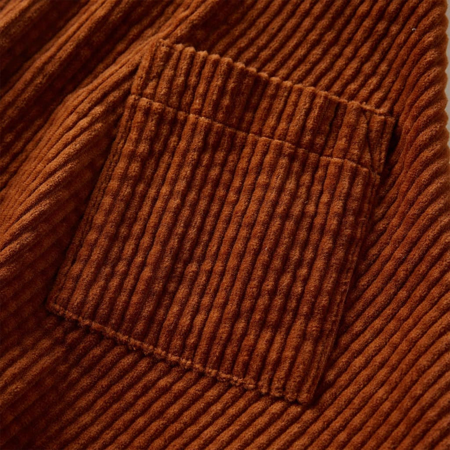 Kinderrok met zakken ribfluweel 104 cognackleurig Cognac
