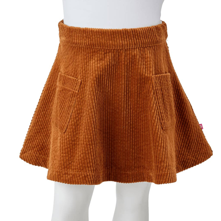 Kinderrok met zakken ribfluweel 104 cognackleurig Cognac