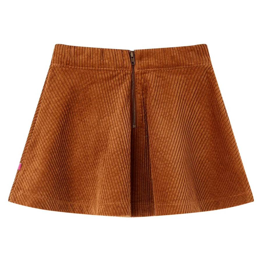 Kinderrok met zakken ribfluweel 116 cognackleurig Cognac