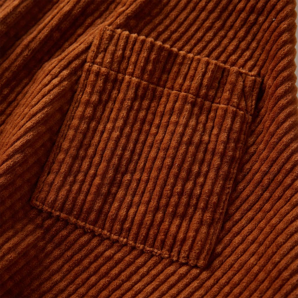 Kinderrok met zakken ribfluweel 116 cognackleurig Cognac