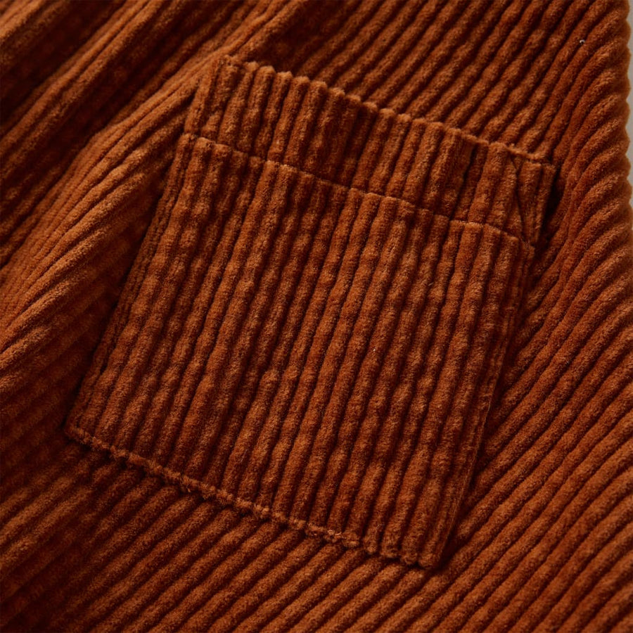 Kinderrok met zakken ribfluweel 116 cognackleurig Cognac