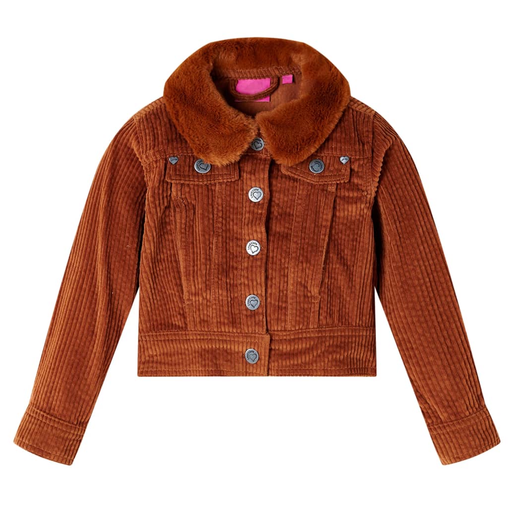 Kinderjas 92 ribfluweel cognackleurig 92