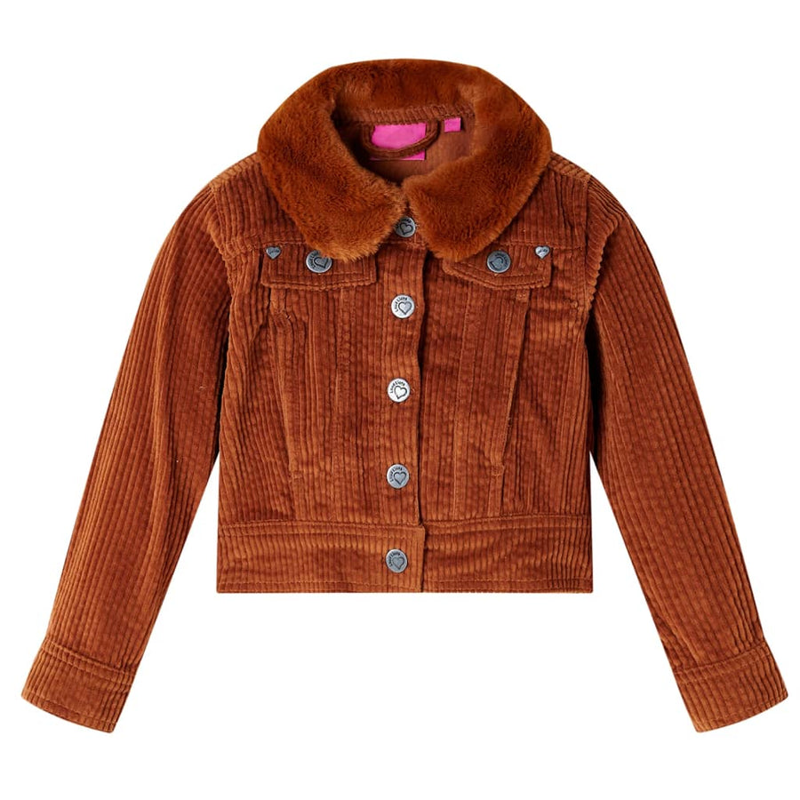 Kinderjas 92 ribfluweel cognackleurig 92