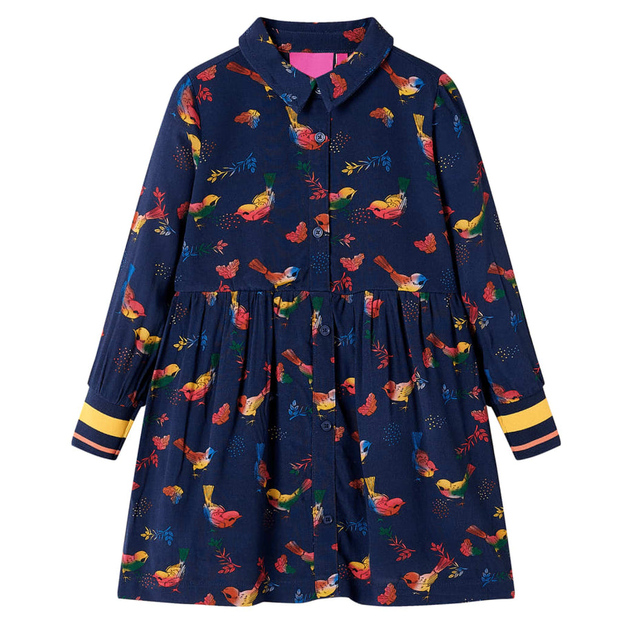 Kinderjurk met lange mouwen 116 marineblauw 116
