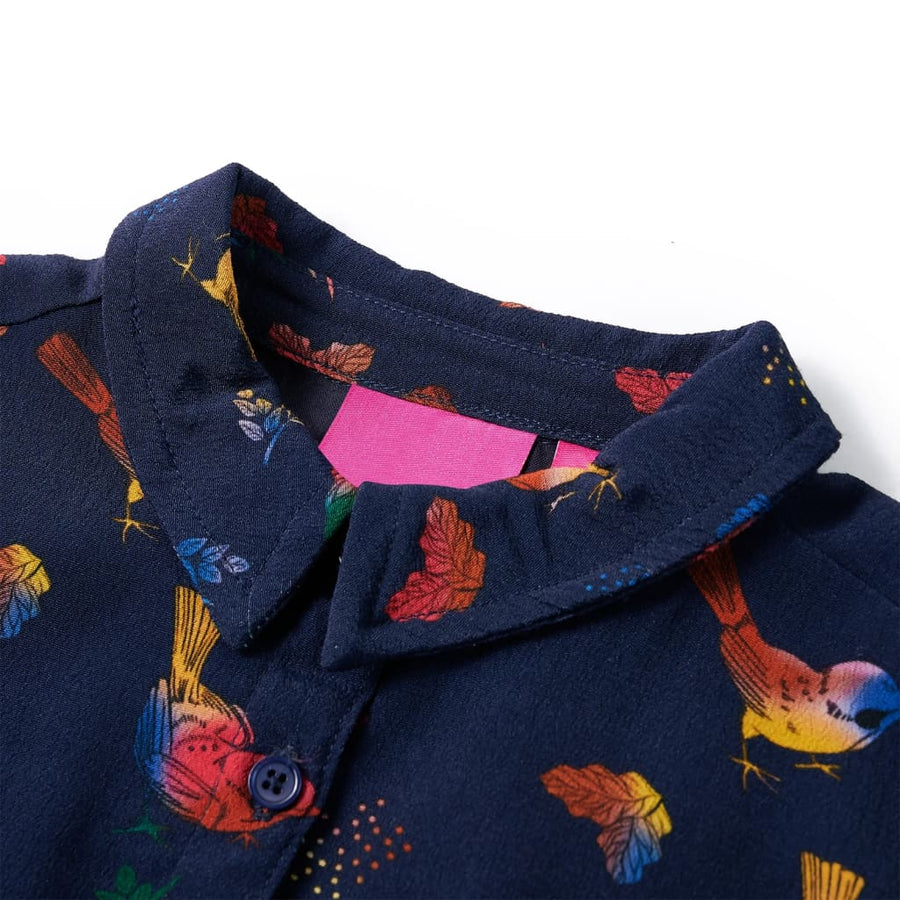 Kinderjurk met lange mouwen 116 marineblauw 116