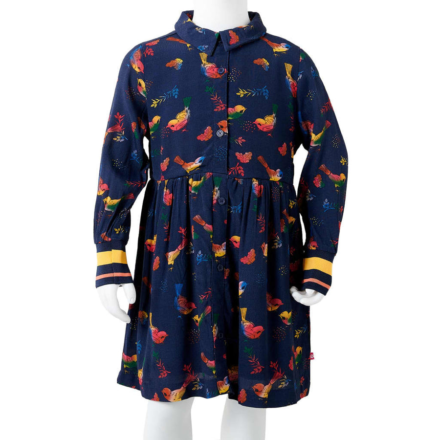 Kinderjurk met lange mouwen 116 marineblauw 116